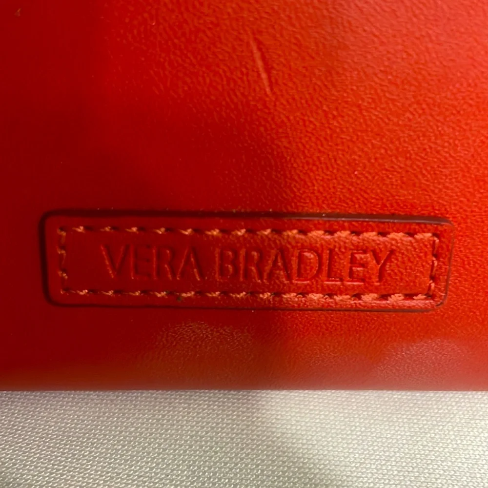 Vera Bradley Coral Red Faux Leather Wallet with black and beige interior. Y2K - Picture 2 of 9